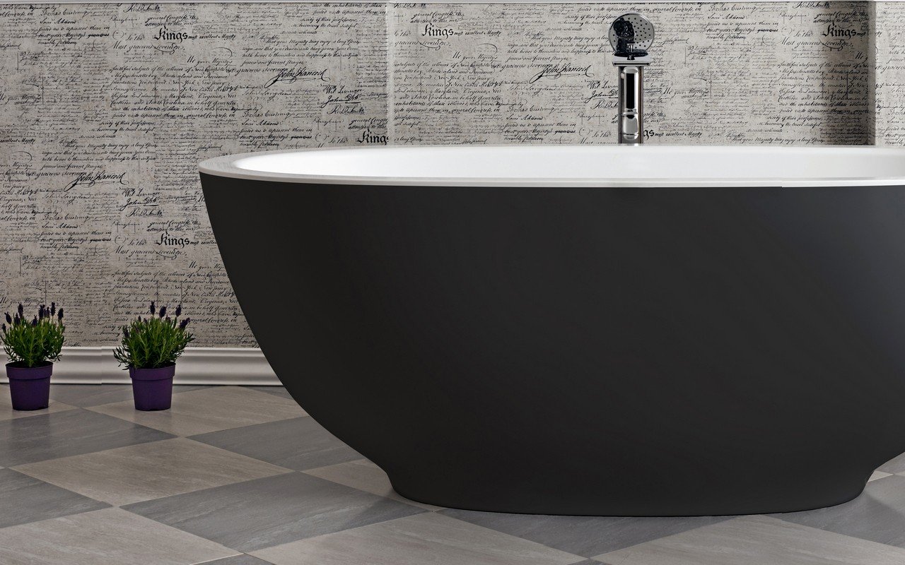 Aquatica Karolina 2 Freistehende Badewanne aus Kunststein AquateX™ – Außen Schwarz, Innen Weiß picture № 0