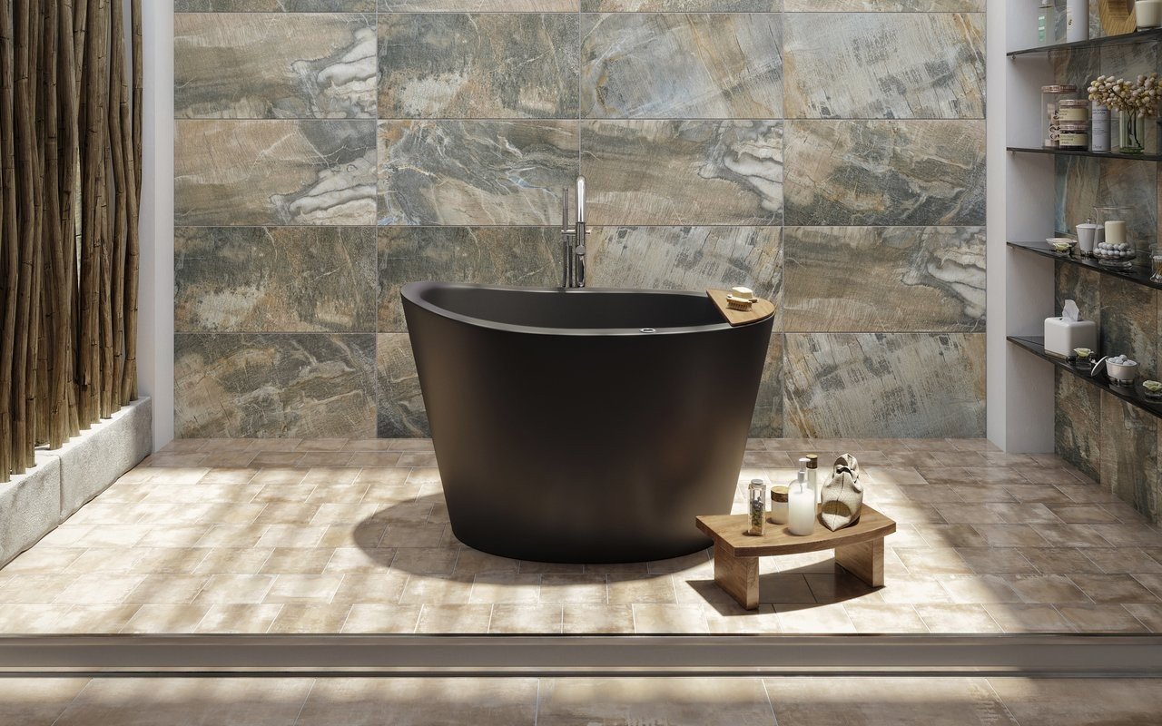 Aquatica True Ofuro Tranquility Beheizte Freistehende Japanische Badewanne aus Kunststein NeroX™ – Schwarz picture № 0