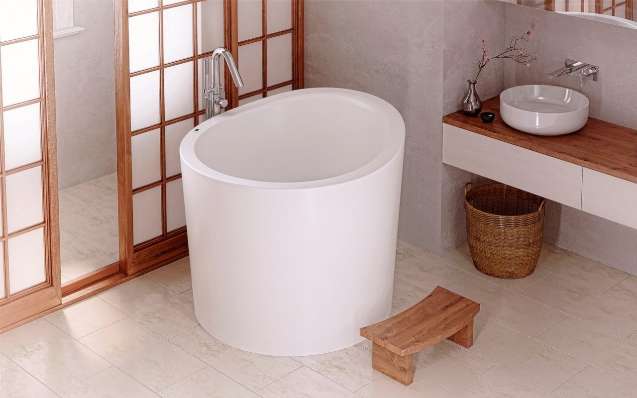 Aquatica True Ofuro Mini Tranquility Beheizte Freistehende Japanische Badewanne aus Kunststein AquateX™ picture № 0