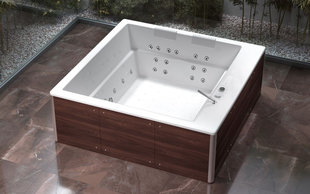 Freistehende HydroRelax Pro Badewanne aus Acryl von Lacus mit Thermory-Holzverkleidung (220/240V / 50/60Hz) picture № 0