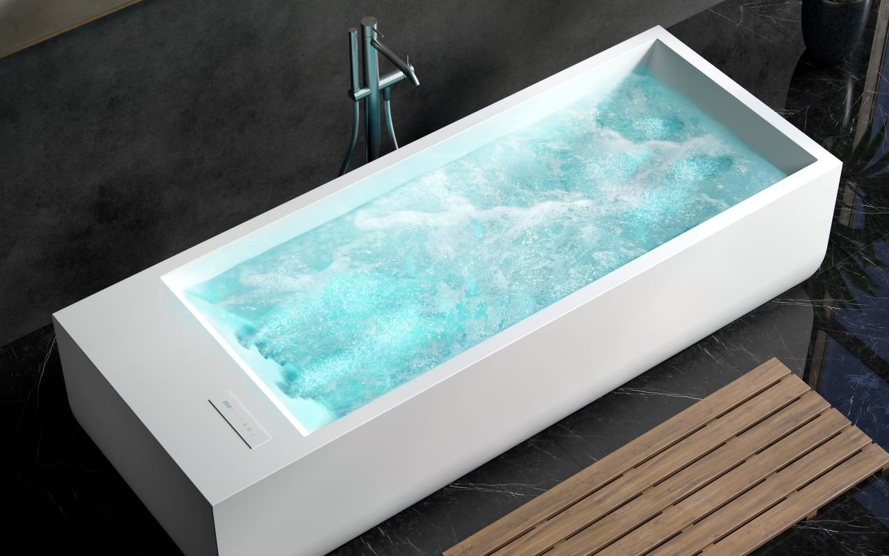 Aquatica Monolith Hydrorelax Pro Weiße freistehende Badewanne aus Mineralwerkstoff picture № 0