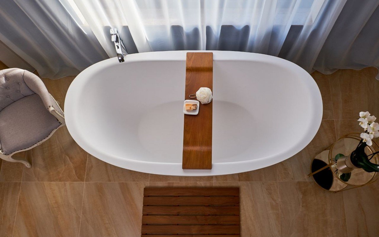 Aquatica Tidal Wasserfeste Badewanne Tablett aus Irokoholz picture № 0