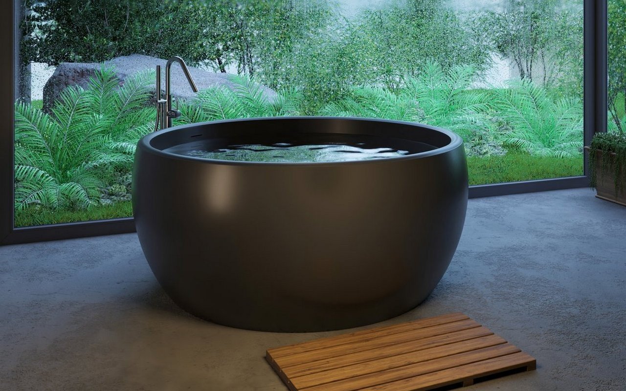 Aquatica Aura Freistehende Badewanne aus Kunststein NeroX™ – Schwarz picture № 0