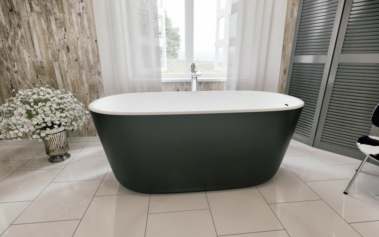 Aquatica Lullaby-Mini-Blck-Wht™ Freistehende Wanne mit fester Oberfläche picture № 0