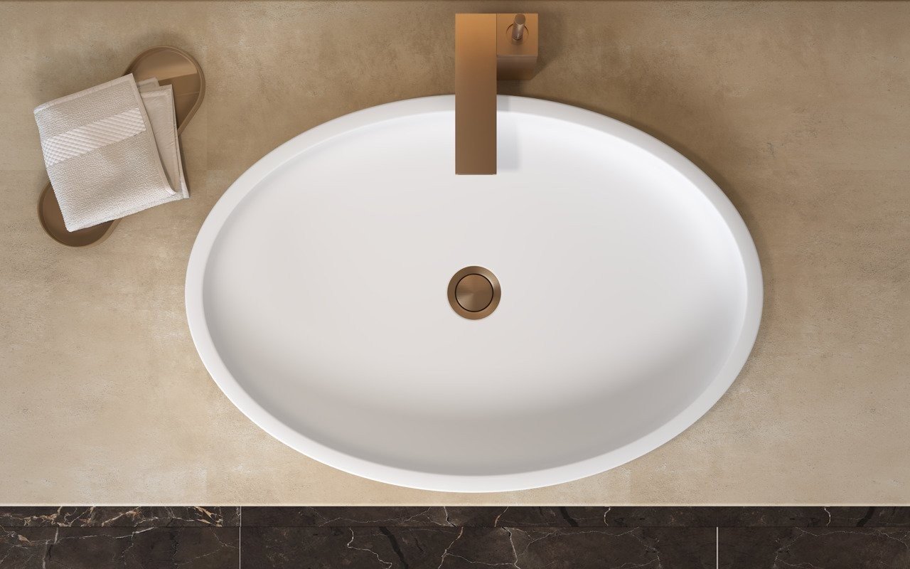 Aquatica Solace Oval Stein Badezimmer Waschbecken – Außen Schwarz, Innen Weiß picture № 0